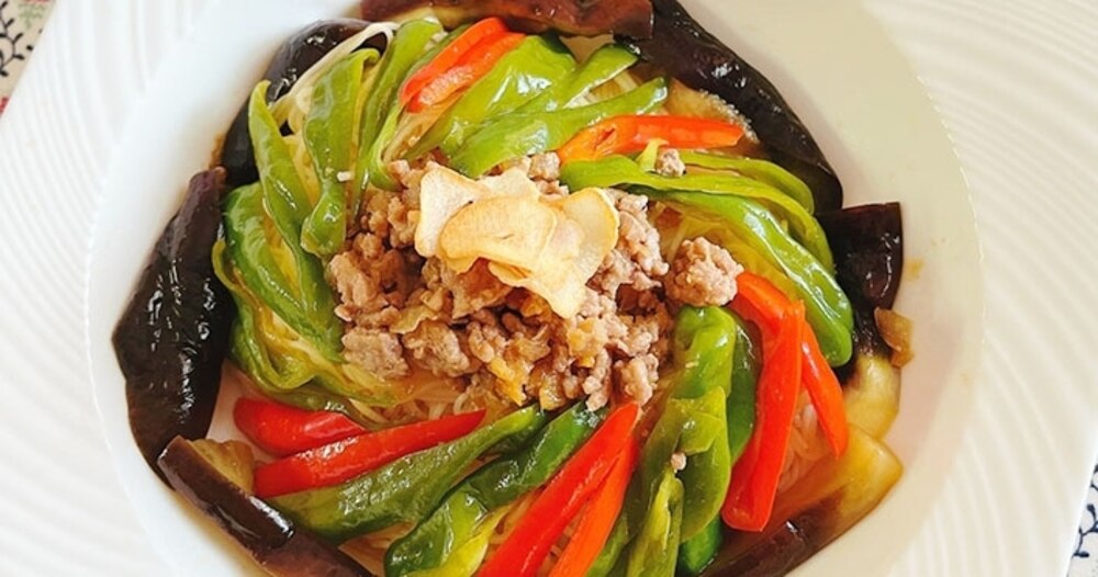 優秀レシピ(2)ピーマンが主役!つけ麺風そうめん